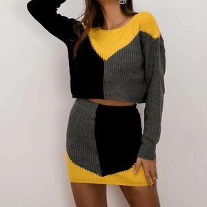 SHEIN Black, Yellow, and Gray Colorblock Sweater